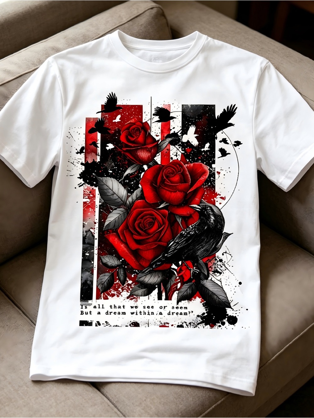 3D Creative Rose Pattern white Women Men T-shirt Unisex